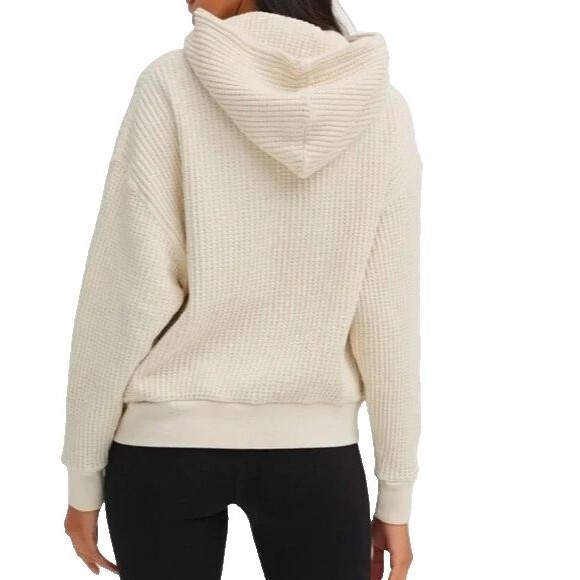 Mate the Label Organic Cotton Waffle Knit Relaxed Hoodie Sweatshirt BONE NWT XS - Picture 5 of 7